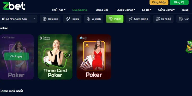 Live Casino tại Zbet hiện đang cung cấp nhiều trò chơi hấp dẫn